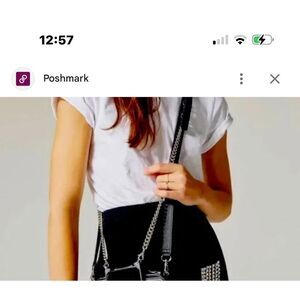 Bandolier black 3/4” leather & Matching curb chain (2) twin strap -strap only!